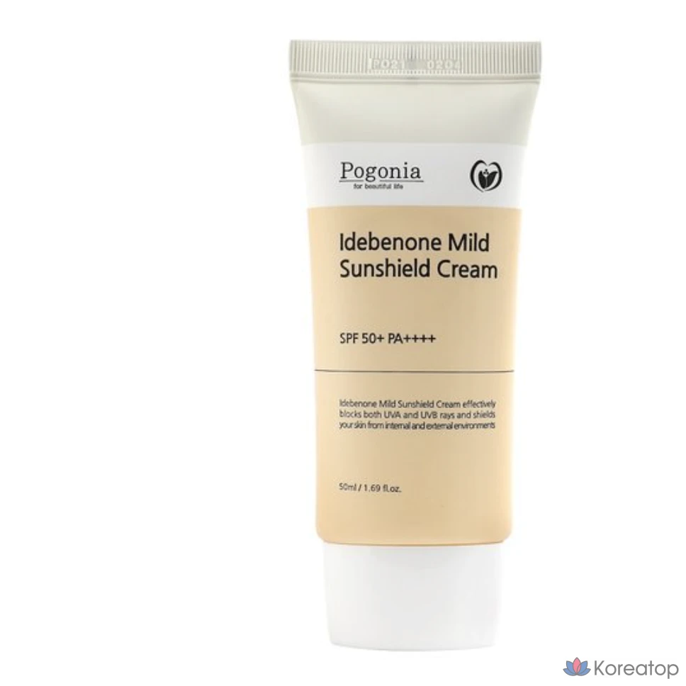 Солнцезащитный крем Pogonia Idebenone Mild Sunshield SPF 50+ PA++++, 50 мл, 1 шт.