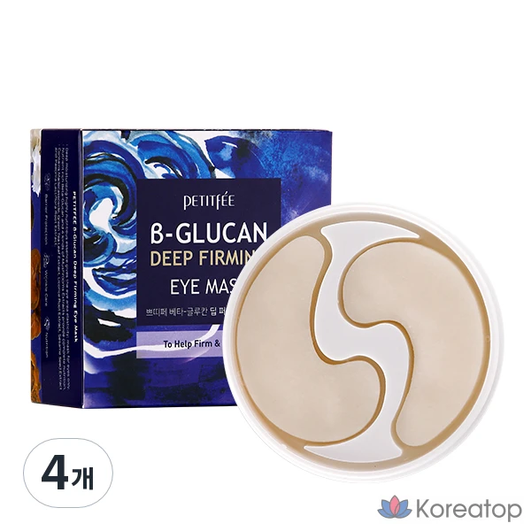 Маска для лица Petitfee с бета-глюканом для глубокого укрепления кожи вокруг глаз, 4 шт., 60 штук