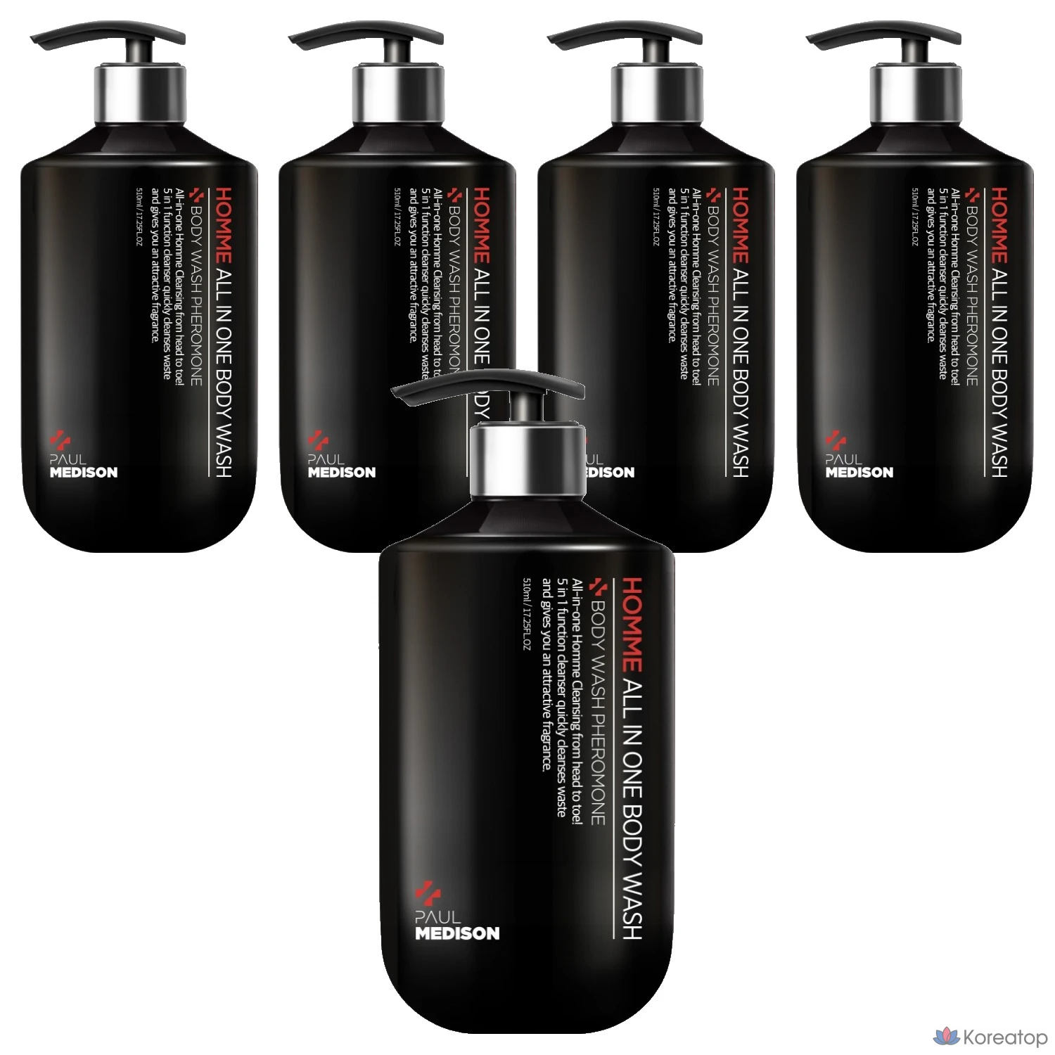 Гель для душа Paul Medison Homme All-in-One с ароматом феромонов, 510 мл, 5 комплектов