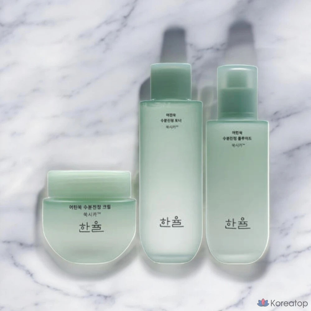 Набор Hanyul Young Mugwort из 3 предметов (средство для кожи + флюид + крем), 1 шт.