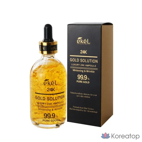 Ампульная сыворотка Ekel 24K Gold Solution Luxury Ampoule 99.9%, 100 мл, 1 шт.