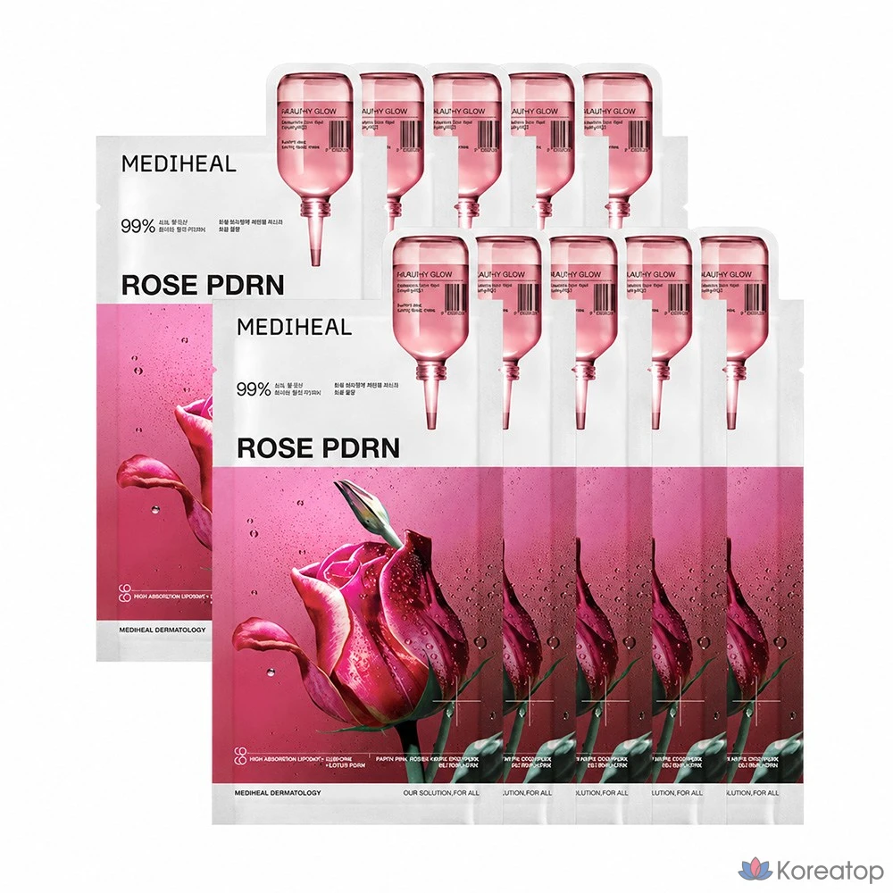 Тканевая маска для лица MEDIHEAL Rose PDRN Essential Mask, 10 шт.