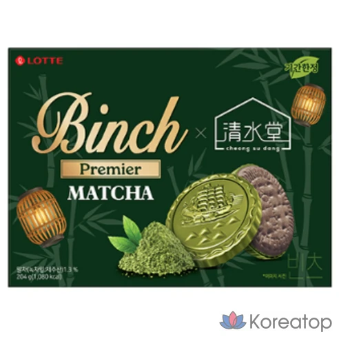 Печенье с матчей Lotte Wellfood Bintz Cheongsu-dang Premier, 204г