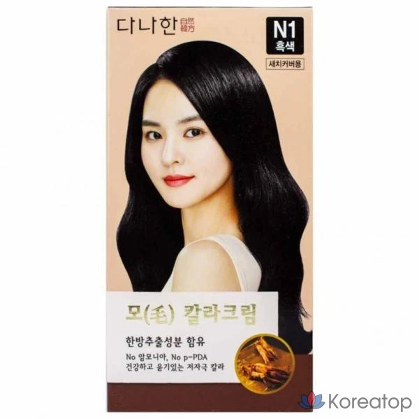 Краска для волос Theoncell Danahan Mo Color Cream (1-й 100 г/2-й 100 г) N1 - Черный цвет, 1 шт.