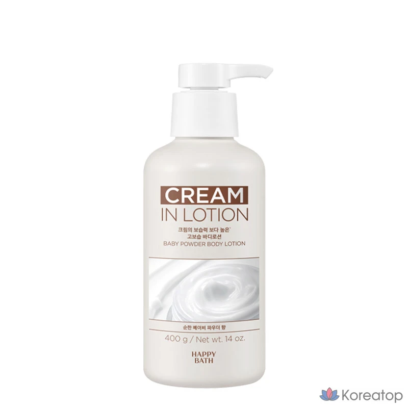 Увлажняющий лосьон для тела Happy Bath Cream-in High Moisture Body Lotion Baby Powder, 400 г, 1 шт.