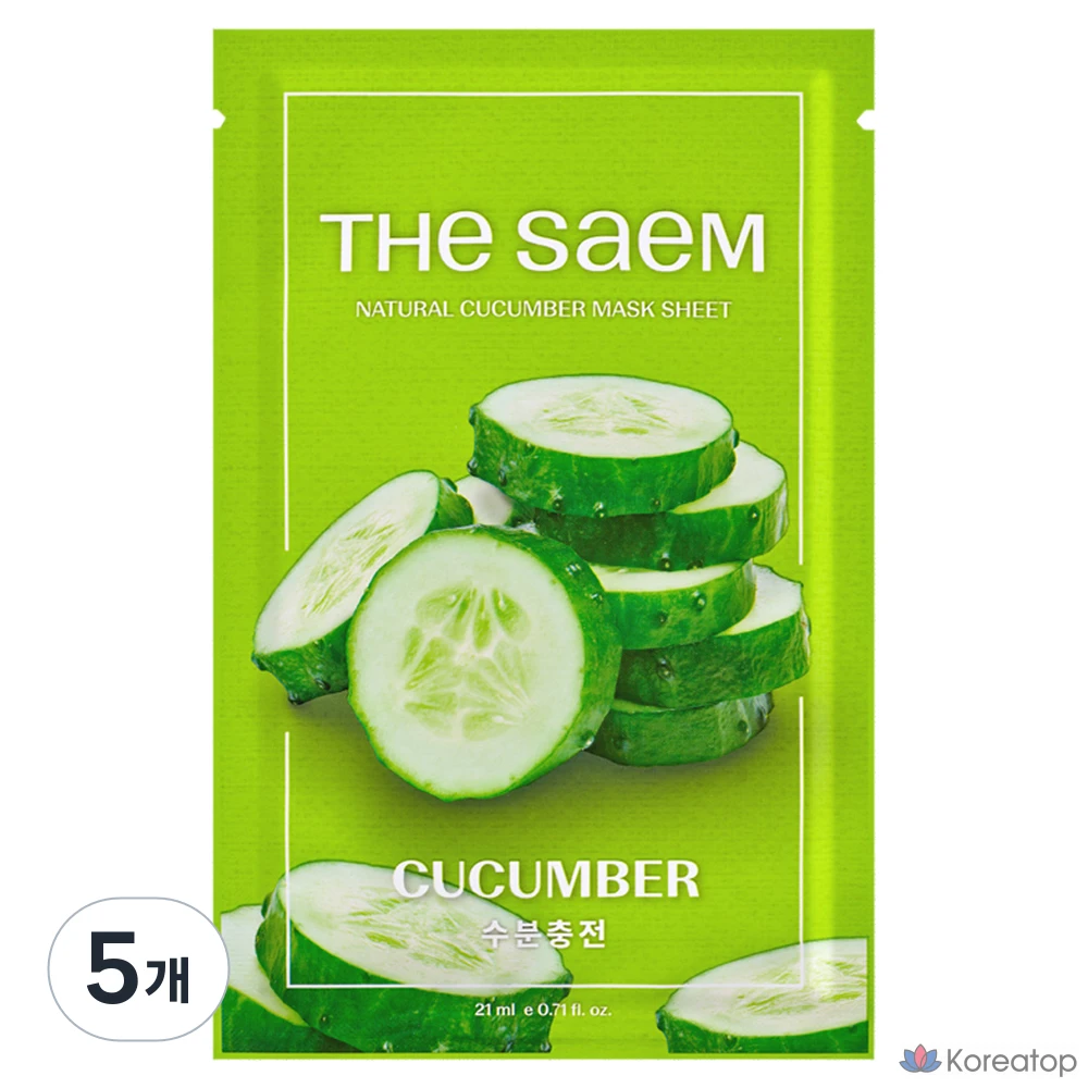 Тканевая маска для лица The Saem с огурцом, 1 упаковка, 5 упаковок