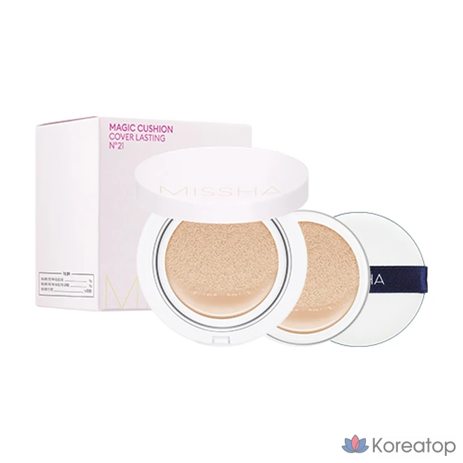 Кушон Missha Magic Cushion Cover Lasting Foundation SPF50+ PA+++, оттенок 21, 15 г + 15 г, 1 шт.
