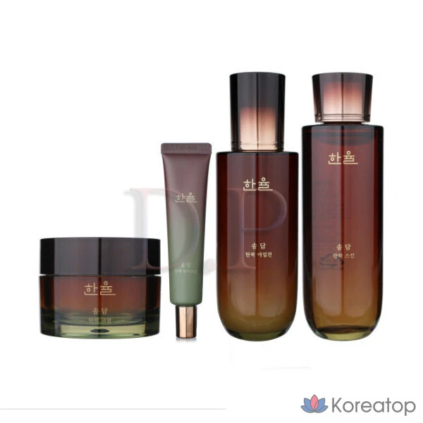 Базовый набор Hanyul Songdam Elasticity Season 2 из 4 предметов (для кожи лица + эмульсия + крем + крем для глаз) / против морщин / на основе трав, 1 шт.