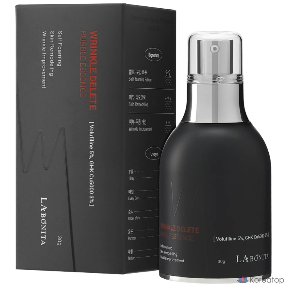 Labonita Wrinkle Delete Bubble Essence 30g / Уход за морщинами / GHK / Борфирин / Пептидная эссенция, 1 шт.