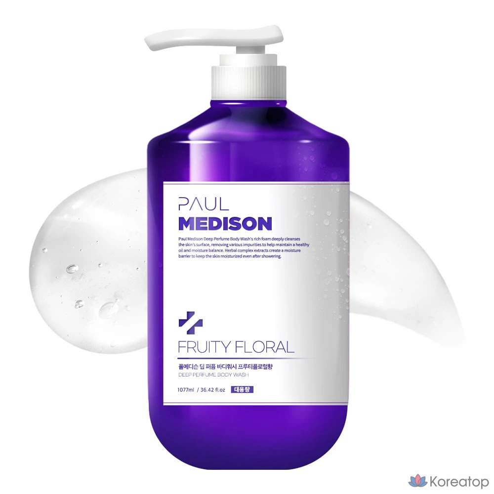 Гель для душа PAUL MEDISON Deep Perfume с фруктово-цветочным ароматом, 1,077 л, 1 шт.