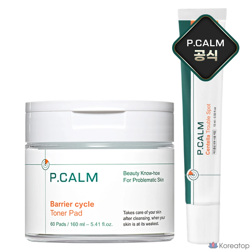 Тонер-подушечки P.CALM Barrier Cycle, 60 листов, средство от пятен с центеллой, 15 мл, 60 листов, 1 упаковка