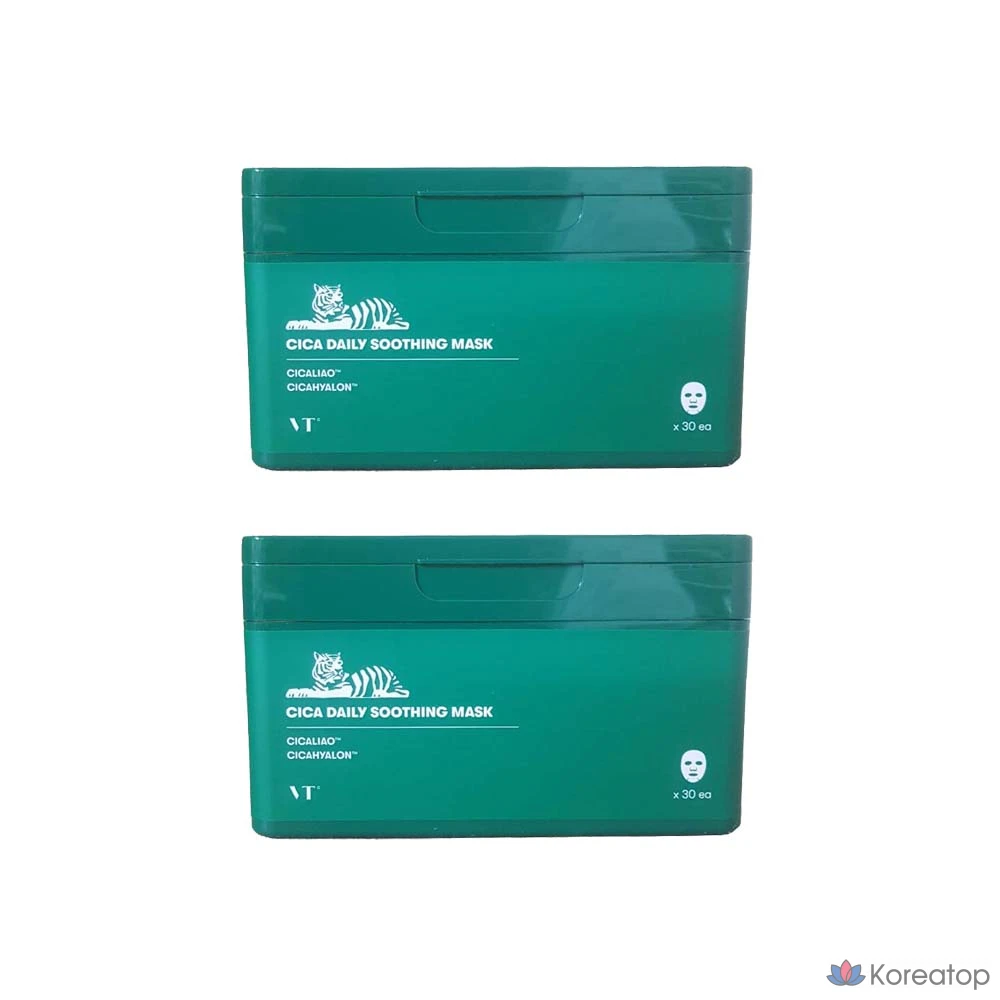 Успокаивающая маска для лица VT Cosmetic Pro Cica Daily Soothing Mask, 30 штук, 2 упаковки.