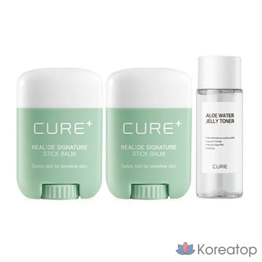 Набор KIM JEONG MOON Aloe Lasence Loe Cure Realoe Signature Stick Balm 14 г (2 шт.) + Water Jelly Toner 50 мл (1 шт.)