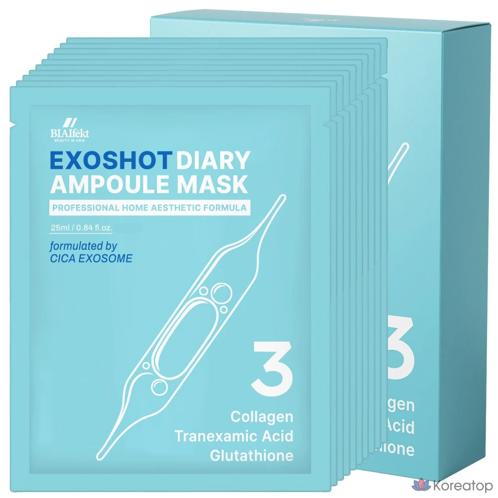 BIA EFFECT EXO-SHOT ампула-маска, 25 мл, Коллаген, транексамовая кислота, глутатион, 3 шт., 10 шт.