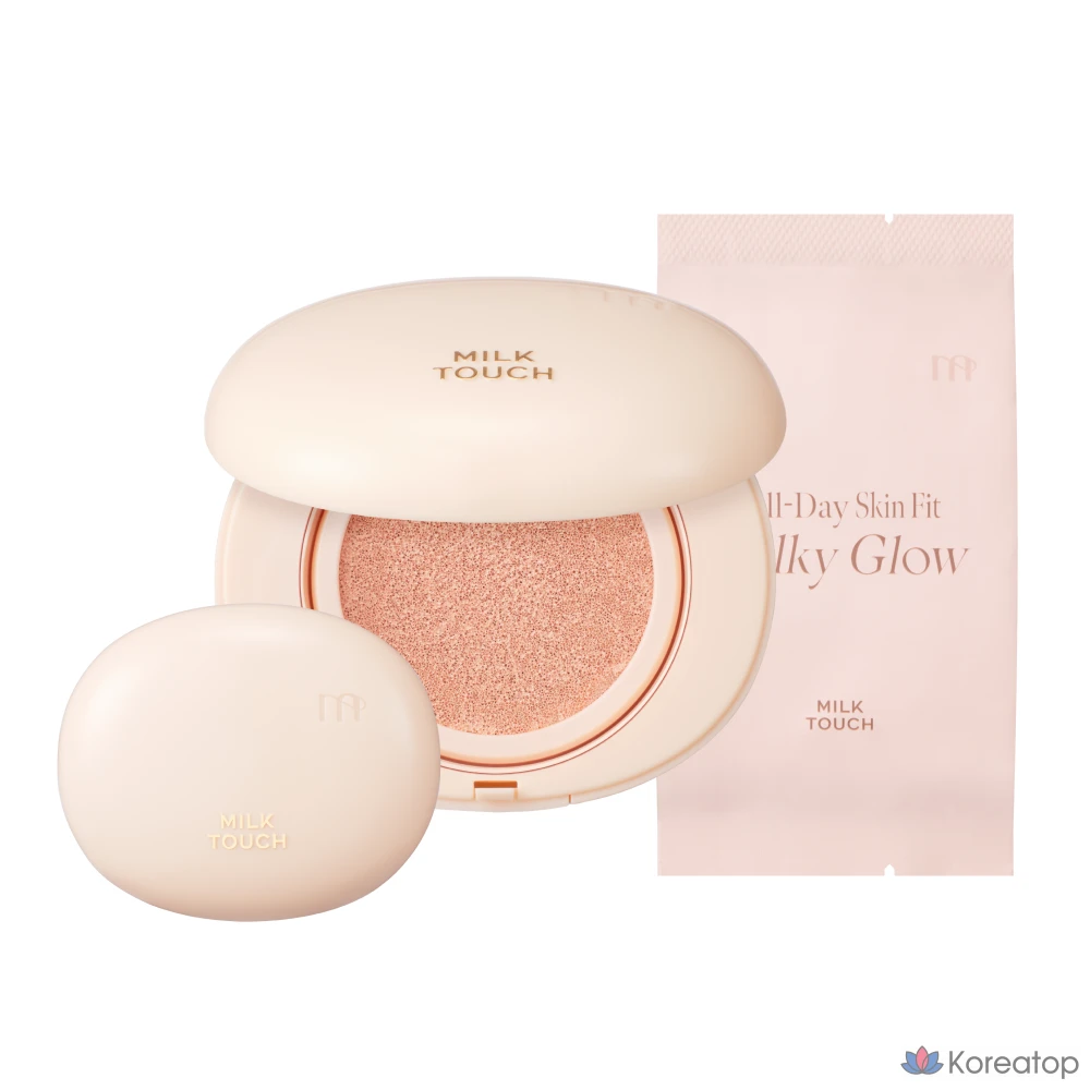 Набор тональных кремов Milk Touch All Day Skin Fit Milky Glow Cushion Special Set (15 г + 15 г + 3 г), 1 шт., оттенок 03 Natural Beige