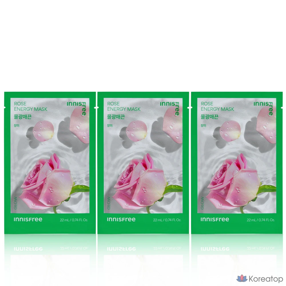 Тканевая маска для лица Innisfree Energy Mask Rose, 3 шт.