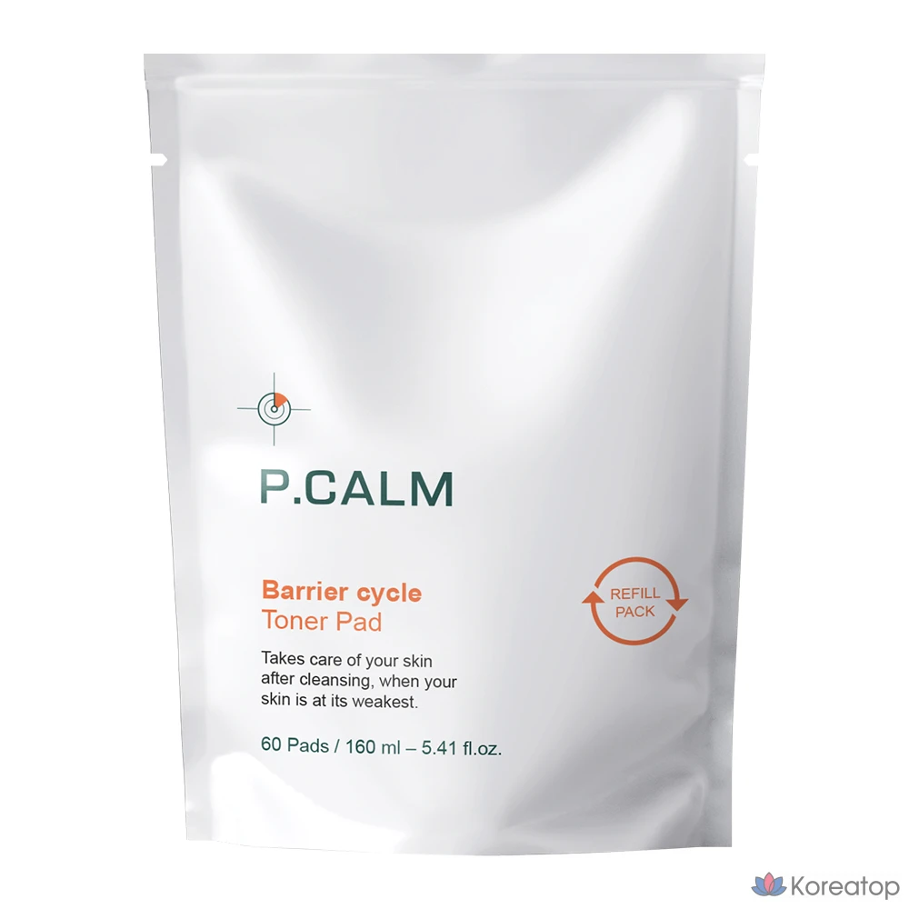 Сменный набор тонизирующих подушечек для лица P.CALM Barrier Cycle, 1 упаковка, 60 листов.