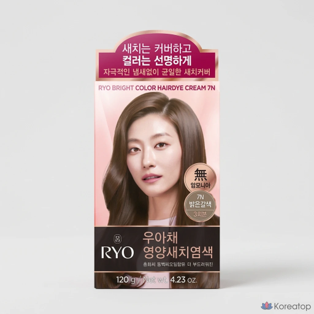 Крем-краска для волос Ryo Uache Oriental Herb Cream Hair Color Double Set, оттенок Light Brown 7N, 120 г + 120 г, 1 шт.