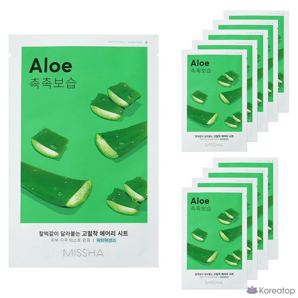 Тканевая маска для лица Missha Airy Fit Sheet Mask Aloe, 10 шт.