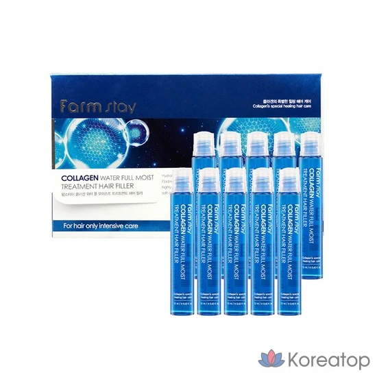Ампульная сыворотка для волос FarmStay Collagen Water Full Moisture Treatment Hair Ampoule, 13 мл, 1 шт.