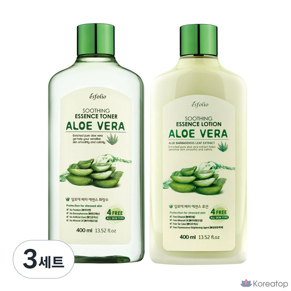 Набор для ухода Esfolio Aloe Vera Soothing Toner+Lotion 2-piece Set, 3 шт.