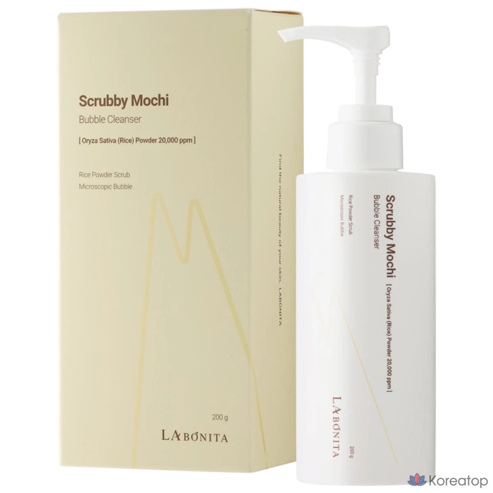 Пенка для умывания Labonita Scrubby Mochi Bubble Cleanser 200 г / Ежедневный скраб для лица от черных точек, кожного сала и загрязнений / Скраб + Очищение + Отшелушивание / Слабокислотный, 1 шт.