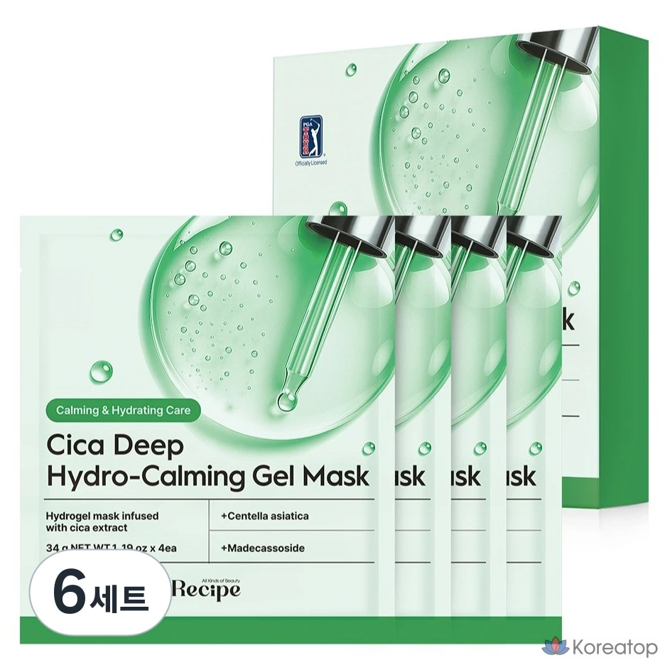 Тканевая маска для лица Re:cipe Cica Deep Hydro Calming Gel Mask, 24 шт.