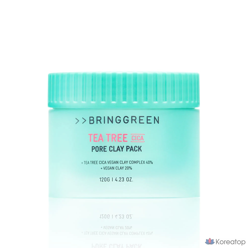 Глиняная маска для сужения пор Bring Green Tea Tree Cica Pore Clay Pack, 120 г, 1 упаковка.