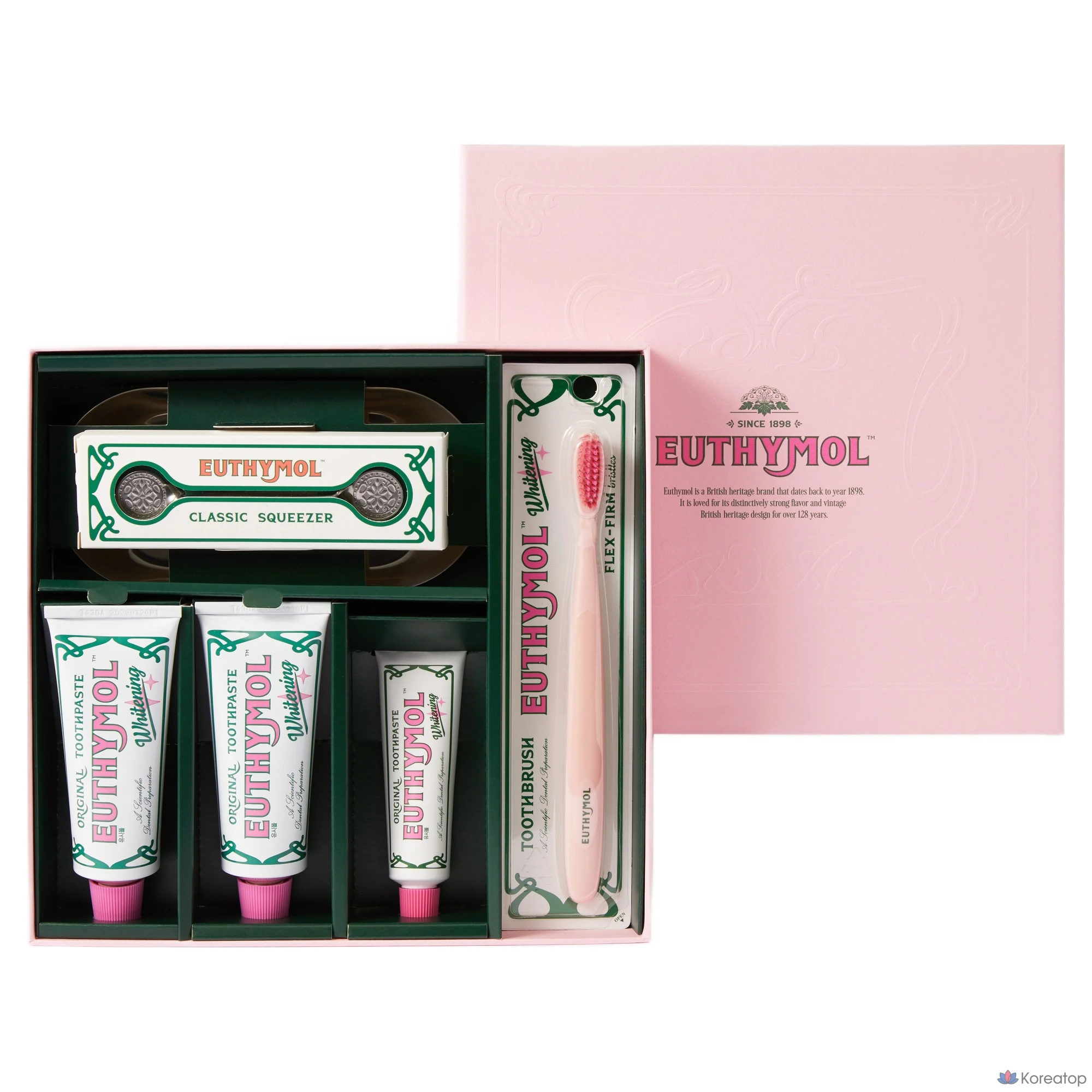 Набор для ухода Euthymol Whitening TM (Зубная паста 2 шт. + Зубная щетка Pink + Сквизер + Трей), 106 г, 1 шт.