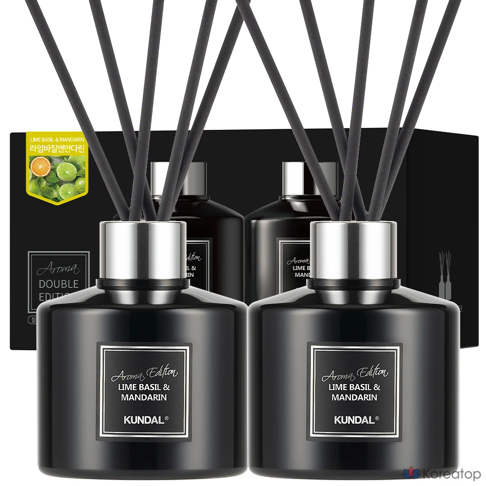 Диффузор Kundal Perfume Flower Diffuser Aroma Edition, оттенок Lime Basil & Mandarin, 200 мл, 2 шт.