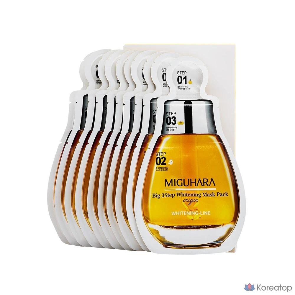 Набор отбеливающих масок Miguhara Big 3 Step, 10 штук, 1 упаковка.