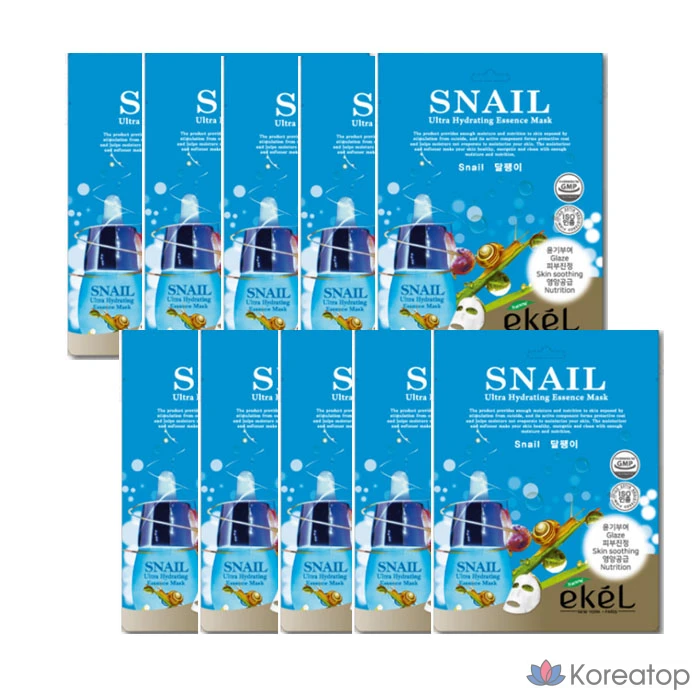 Маска для лица Ekel Snail Mask, 100 листов, 1 упаковка