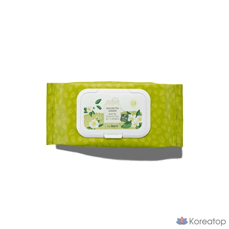 Очищающие салфетки The Saem Healing Tea Garden Green Tea Cleansing Tissue, 60 шт.