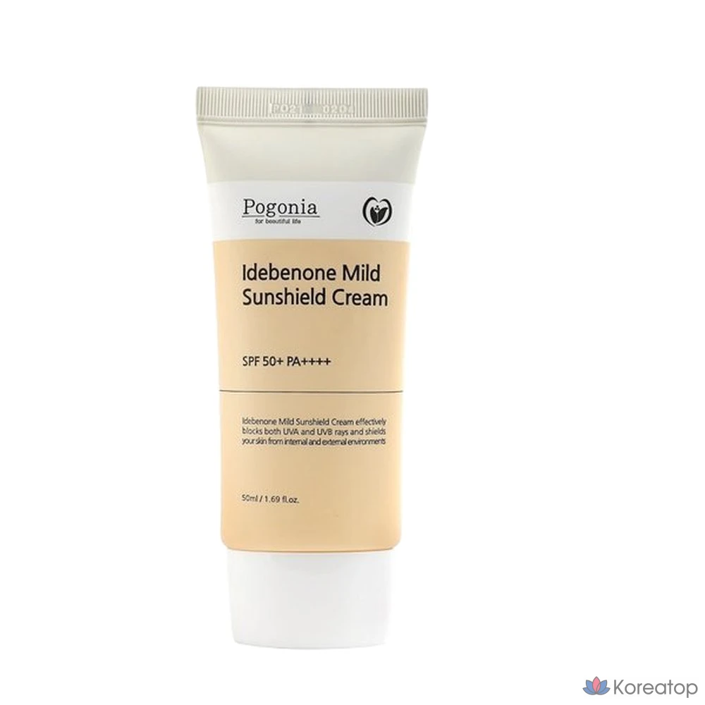 Солнцезащитный крем Pogonia Idebenone Mild Sunshield Cream SPF50+ PA++++, 50 мл, 1 шт.