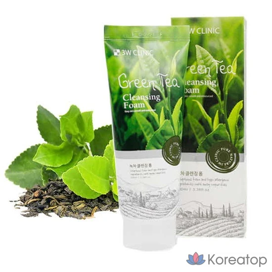 3W Очищающая пенка для лица с зеленым чаем, 100 мл