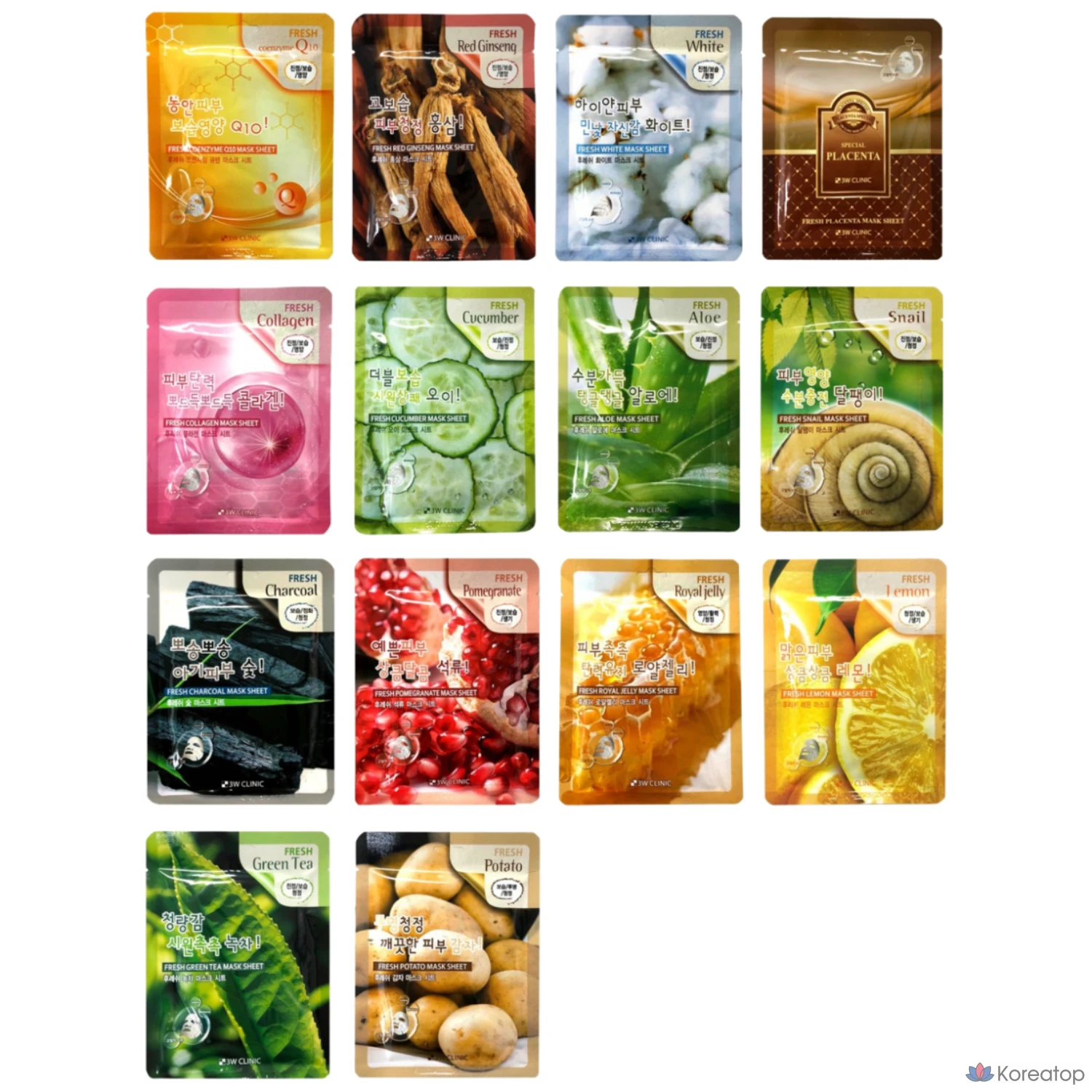 Тканевая маска для лица 3W Clinic Fresh Mask Sheet, 50 шт.