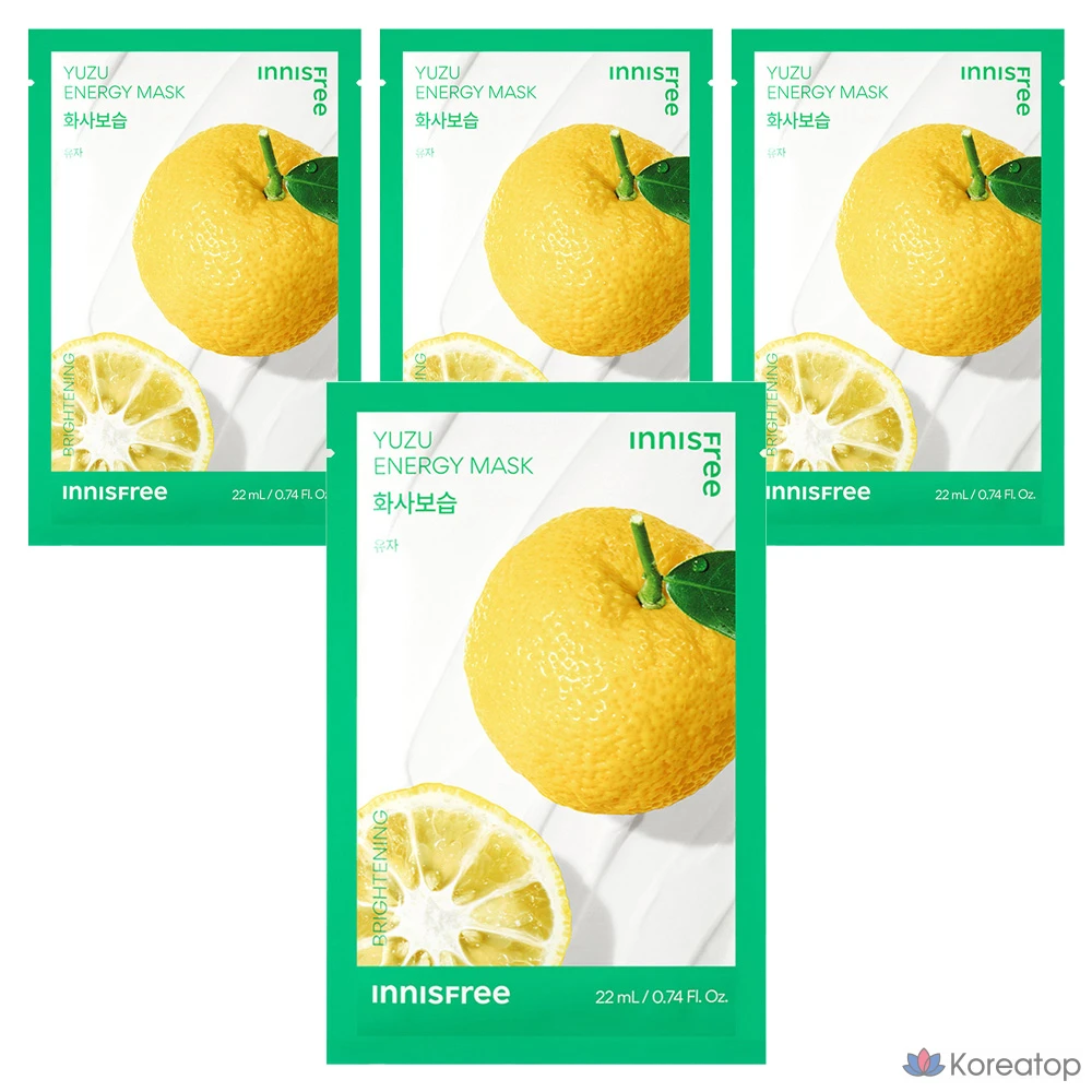Тканевая маска для лица Innisfree New Yuja Energy Mask, 22 мл, 4 шт.