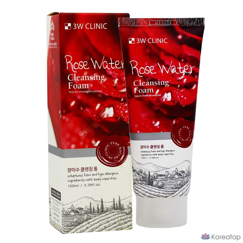 Очищающая пенка 3W Clinic Rose Water Cleansing Foam, 100 мл, 1 шт.
