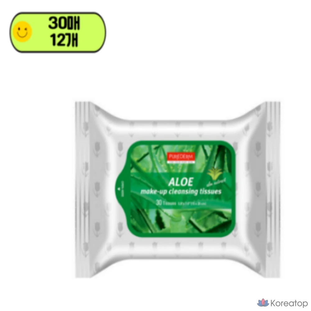 Салфетки для снятия макияжа Purederm с алоэ вера, 30 листов, 12 комплектов
