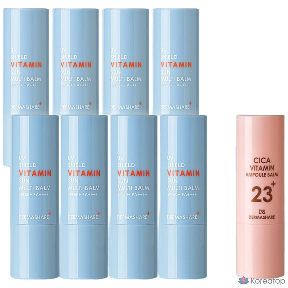 Солнцезащитный бальзам-стик Sun Multi Balm, солнцезащитный крем Dermashare Sun Cream, солнцезащитный крем Sun Care Water Play, водостойкий витаминный бальзам-ампула, уход за веснушками, стик от морщин, осветляющий стик, отбеливающий крем, крем для повышения эластичности кожи, солнцезащитный бальзам SPF50+PA++++, 11 г, 1 комплект