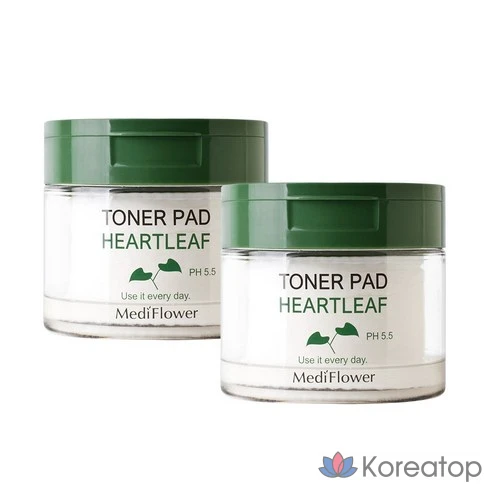 Medi Flower Тонер пэды для лица увлажняющие с экстрактом хауттюйнии Pad Toner Heartleaf pH5.5, 180 мл