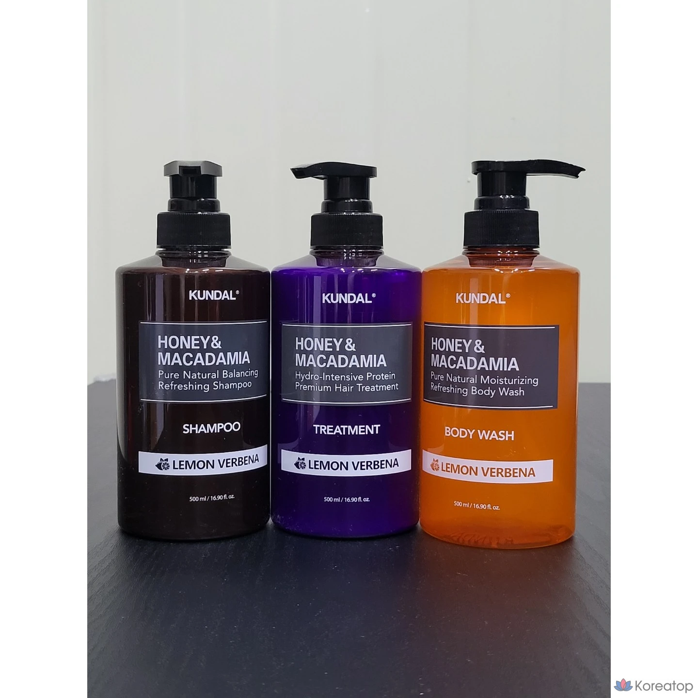 Шампунь, лечебный шампунь и гель для душа Kundal Nature с ароматом лимонной вербены, 500 мл, 1 комплект.