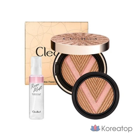 Набор Cledbel Glow Power Lift V Rose Gold Cushion Foundation 13 г + сменный блок 13 г + спрей Rose Mist 100 мл, № 23, 1 шт.