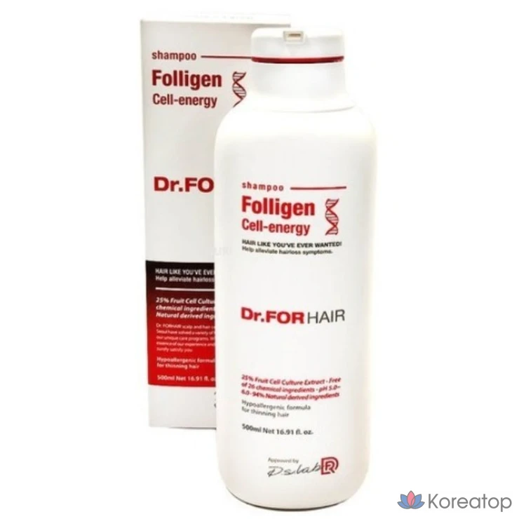 Шампунь Dr. For Hair Foligen Plus, 500 мл, 1 флакон.