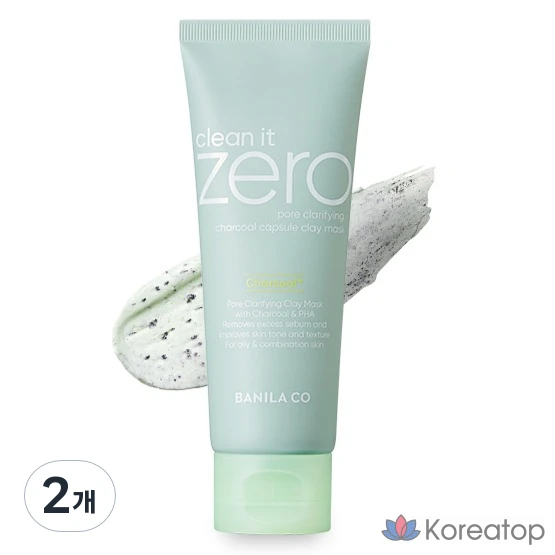Глиняная маска для лица BANILA CO Clean It Zero Charcoal Capsule Pore Clay Mask, 100 г, 2 шт.