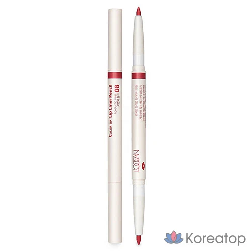 Карандаш для губ L'OCEAN Auto Dual Lip Liner 0,5 г, № 08, «Романтический розовый», 1 шт.