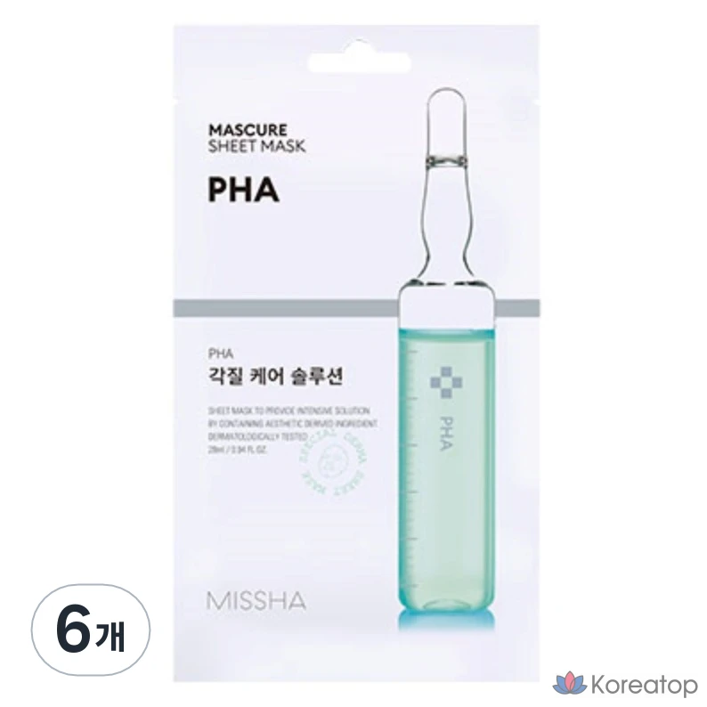 Пилинг Missha Mascure 각질 케어 솔루션 PHA 시트 마스크, 6 шт.