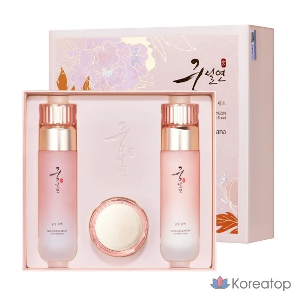 Корейский набор из 3 предметов Coreana Yunseol для разглаживания морщин и повышения эластичности кожи, 1 комплект