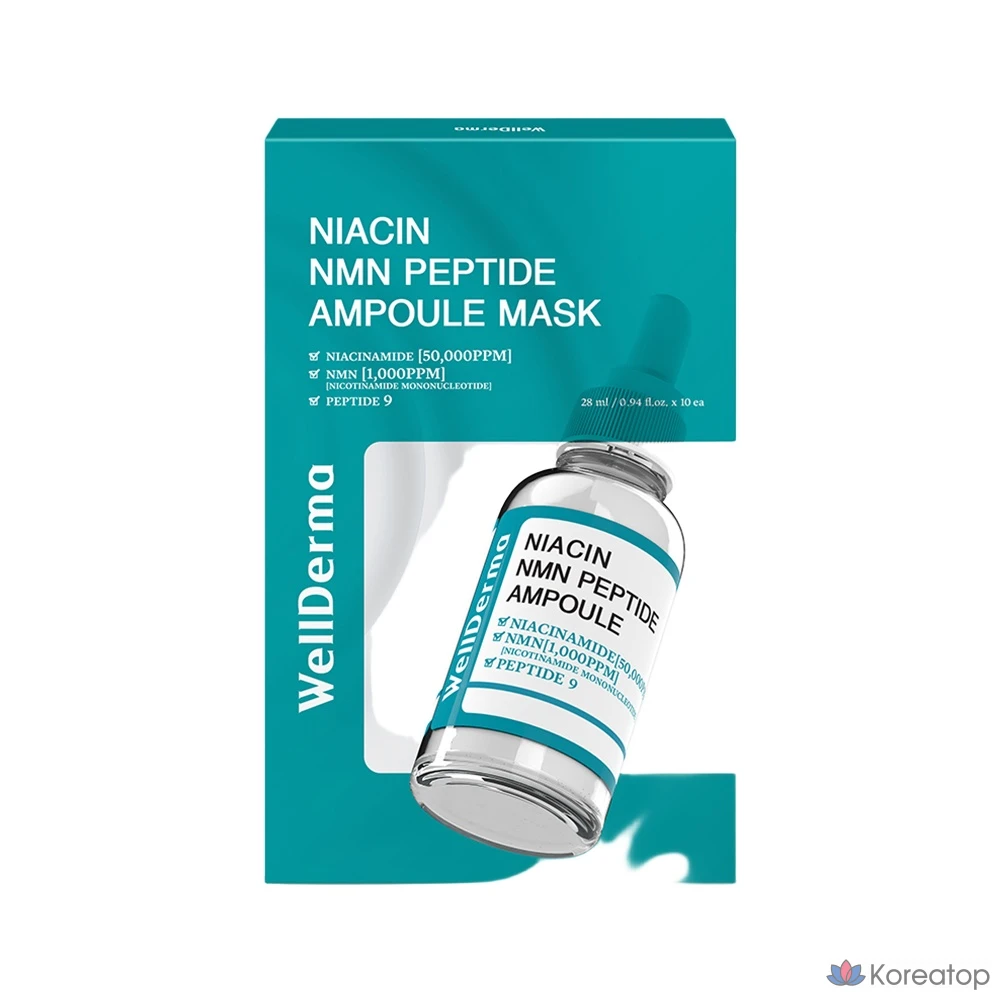 Тканевая маска для лица WellDerma Niacin NMN Peptide Ampoule Mask, 10 шт.
