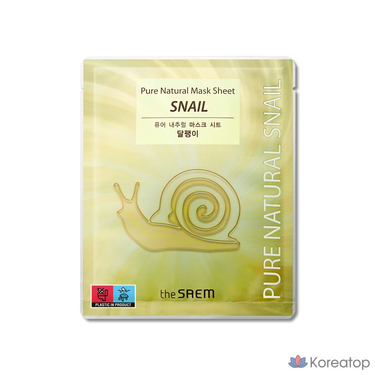 Тканевая маска для лица The Saem Pure Natural Snail Mask Sheet, 40 шт.